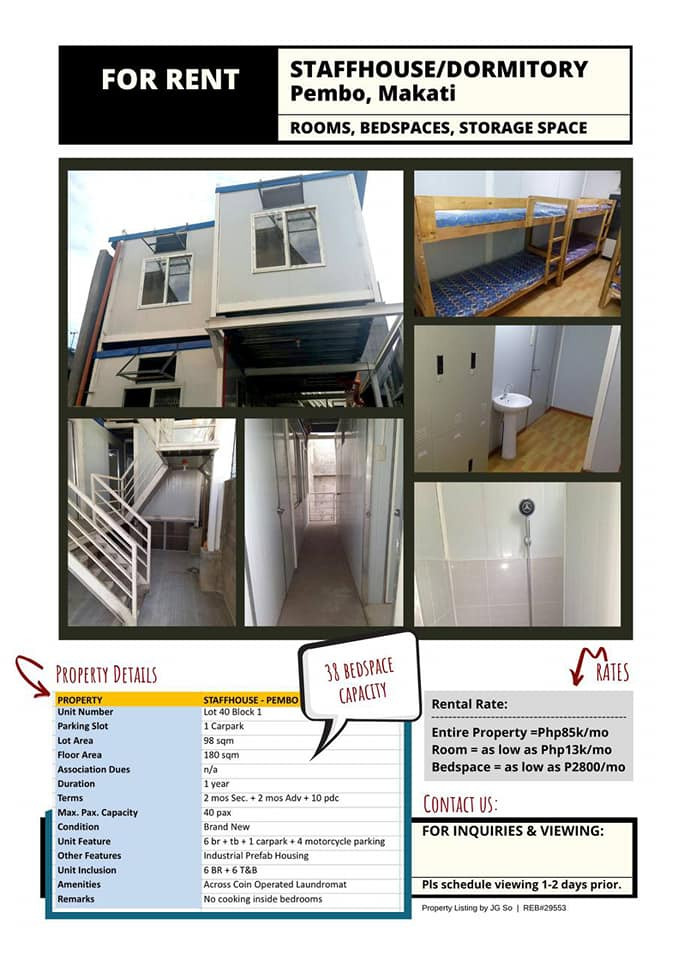 Bedspace for rent in Calachuchi, Manila, Metro Manila
