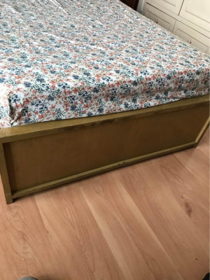 Wooden Bed Frame with Mattress