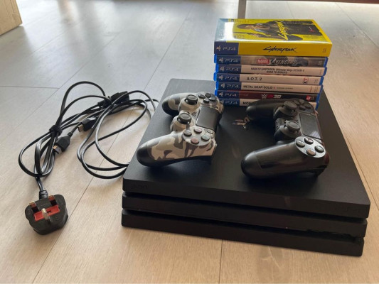 PS4 Pro 1TB with 2 controllers + cables (7 Free Games) Cyberpunk 2077, Monster H