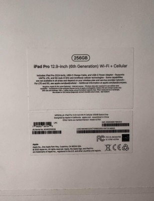 iPad PRO 12.9 M2 256GB (2nd Gen) 2022 Wi-Fi + Cellular