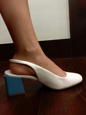 ASOS White mis matched block heel