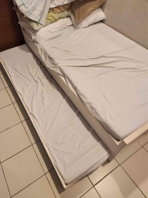 SINGLE BEDFRAME WITH PULL OUT WOODEN MATRESS NOT INCLUDED