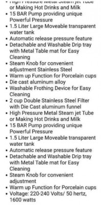 Frigidaire 7189 Espresso & Cappuccino Maker