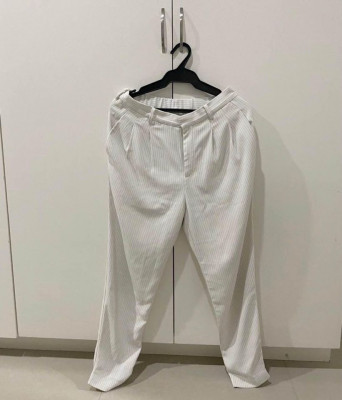 Uniqlo White Pinstripe Trouser Pants
