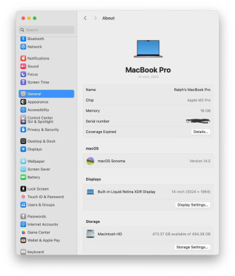 Macbook Pro M2 14" (2023) Space Gray
