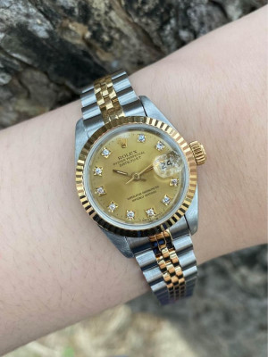 ROLEX Lady Datejust Champagne Diamond Steel & Gold Jubilee