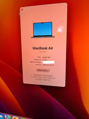 Macbook Air M2 256GB Months Old