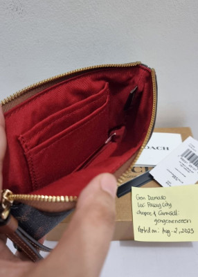 💯Original Coach Corner Zip Wristlet With Horse And Carriage Dot Print