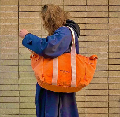 Acne Studios Orange Canvas Weekend Bag