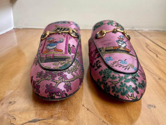 Authentic Gucci Princetown Donald Duck Jacquard Mules