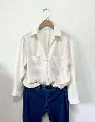 Preloved White Longsleeve Formal Blouse Top