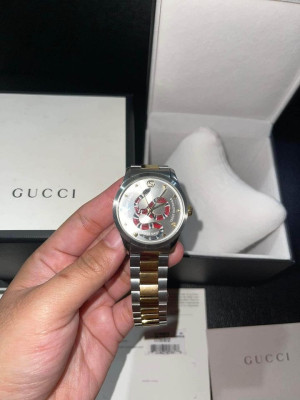Gucci G Timeless Silver With Snake Motif Dial Watch | Gold Touch
