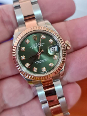 Rolex Datejust 28 Rosegold Green dial