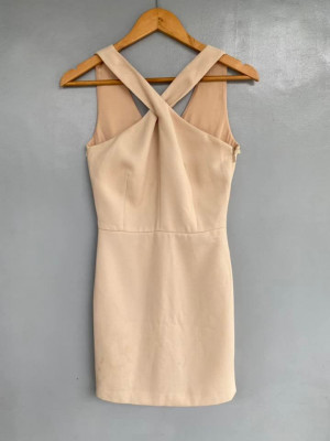 Nude criss cross front dress