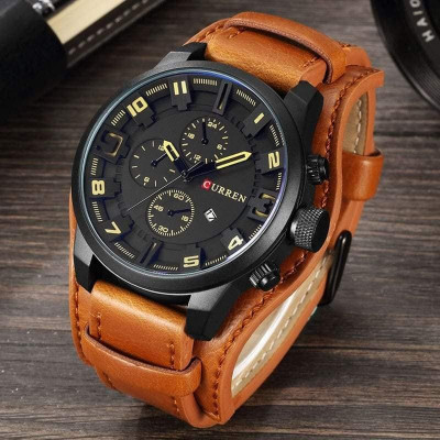 Leather waterproof watch