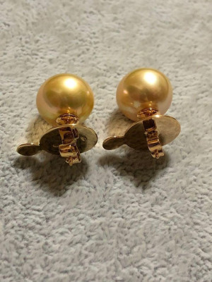 Jewelmer 14 mm Champagne South Sea Pearl Earrings