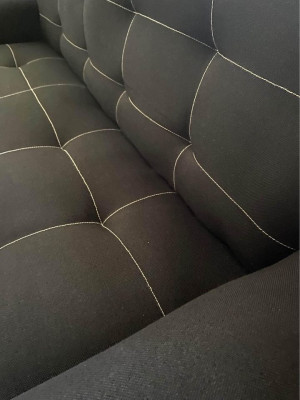 3-seater Black Fabric Sofa