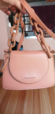 Charles And Keith Nude Tan Chain Sling Bag