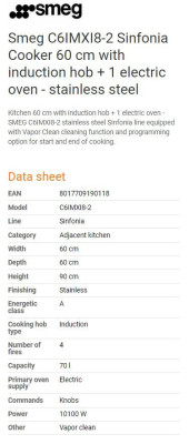 Smeg C6IMXI8-2 Sinfonia Cooker with 4-Zone Induction Hob & Electric Oven