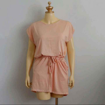 L-2XL PLUSSIZE PLAIN PULL STRING GARTERIZED WAIST DRESS