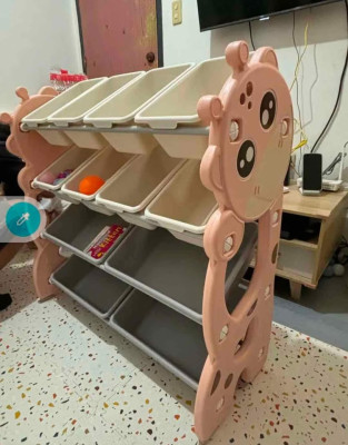 Toy organizer rack shelves