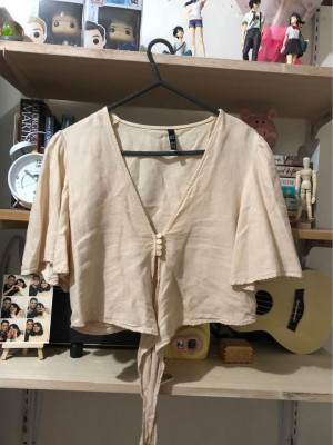 Zara Linen Bell Sleeve Top/blouse