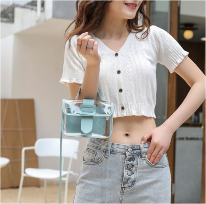 Faux Leather Handbag Transparent Jelly Casual Mini Messenger Shoulder Bag