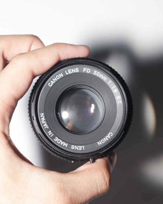 CANON FD 50MM 1.8 WITH EF MOUNT ADAPTER