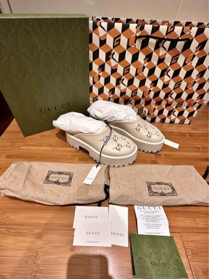 Gucci Perforated GG Platform Mules