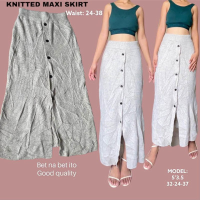 GOOD QUALITY RIBBED KNITTED MIDI SKIRT