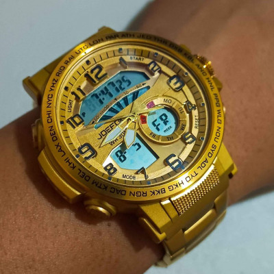 JOEFOX WATCH FOR MEN GOLD COLOR DUALTIME