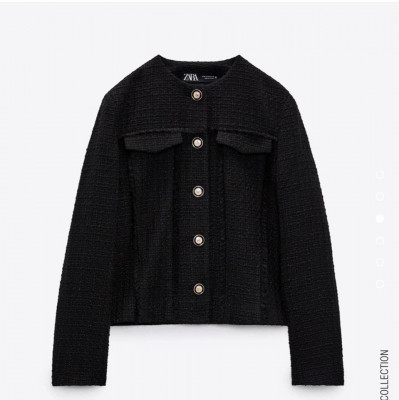 ZARA Short Textured Weave Blazer