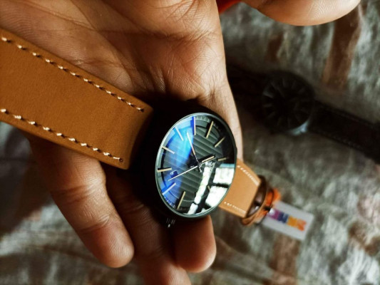 waterproof 50m watch Genuine LEATHER Orig skmei Sapphire Curved Glass