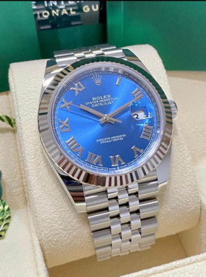 2023 Brand New Rolex Datejust 41 Azzurro Blue Roman Dial