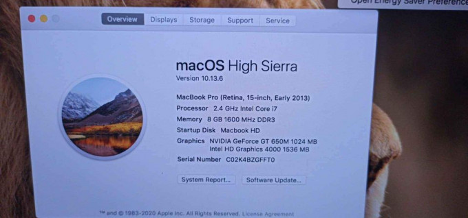 MacBook pro retina 15 early 2013