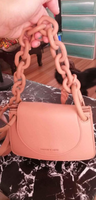 Charles And Keith Nude Tan Chain Sling Bag