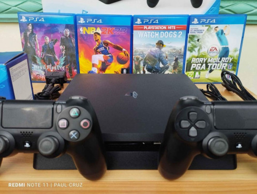 Ps4 Slim 500gb with 2 Original Ds4 V2 Controllers, Games and Accessories