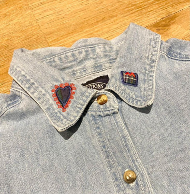 Retro Embroidered Denim Top