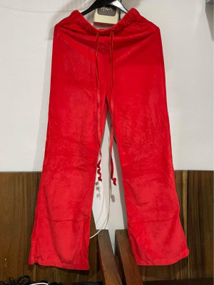 Red Velvet Straight Cut Pants