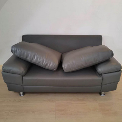 Gray Leatherette Sofa (Uratex foam)