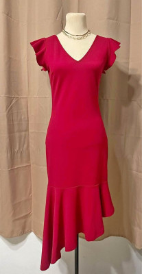 Classy Red Asymmetrical Dress