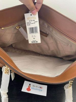 Michael Kors Jet Set Item Pebbled Leather Medium Front Zip Chain Tote Bag Luggag