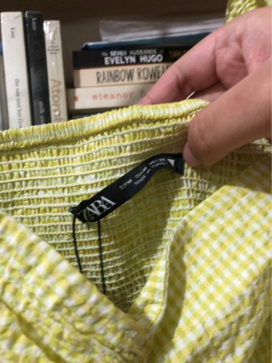 Zara Gingham Puff Sleeve Top