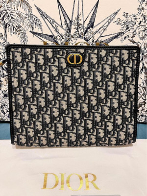 Dior Blue Oblique Jacquard 30 Montaigne Pouch- Brand new