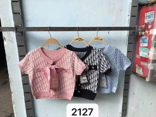 NEW ARRIVAL KOREAN DESIGN SHORTSLEEVE KNITTED BLOUSE WITH RIBBON💕