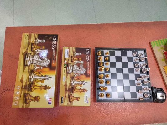 Magnetic and Folding Chess Board (Gold and Silver Chess Pieces)