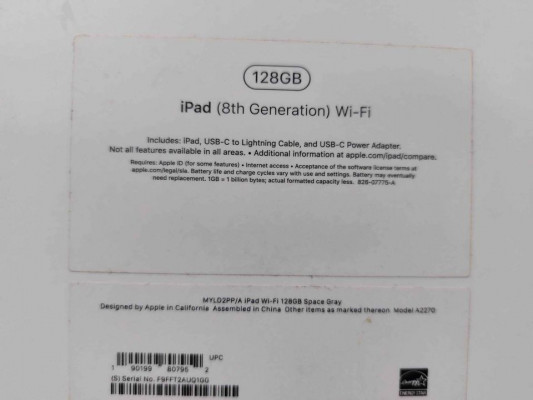 Apple Ipad 8th Gen ( 10.2) Wifi 128gb Space Gray MYLD2PP/A