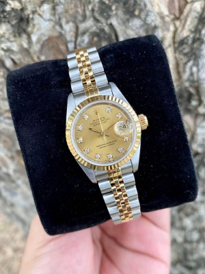 ROLEX Lady Datejust Champagne Diamond Steel & Gold Jubilee