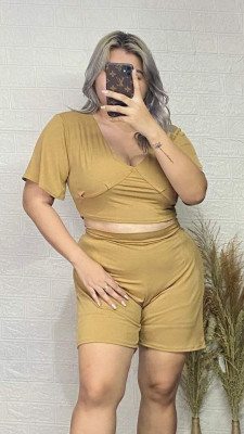 NEW IN PLUS SIZE COORDS VALYN COORD SHORTS WITH SIDE POCKET P340RT FIT XL XXL