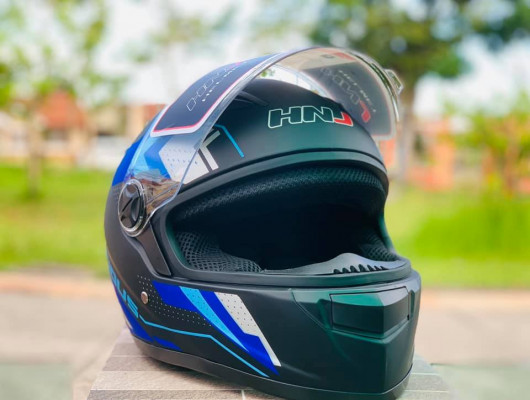 HNJ FULL FACE HELMET BLACK/BLUE MATTE